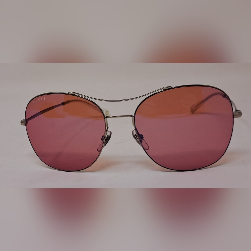 NWT Gucci Techno Ultra Light Sunglasses Metal Rose Pink Lenses GG4253S 58-16-140 - Picture 12 of 16
